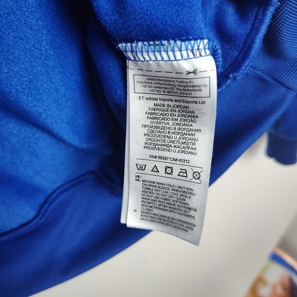 Adidas Full-Zip Sweatshirt Men's Size 2XL Cobalt Glue Long Sleeves Logo - Picture 10 of 12